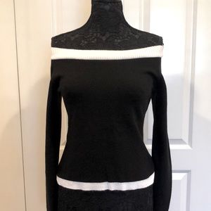 S&P Off-the-Shoulder Sweater in Black and White
